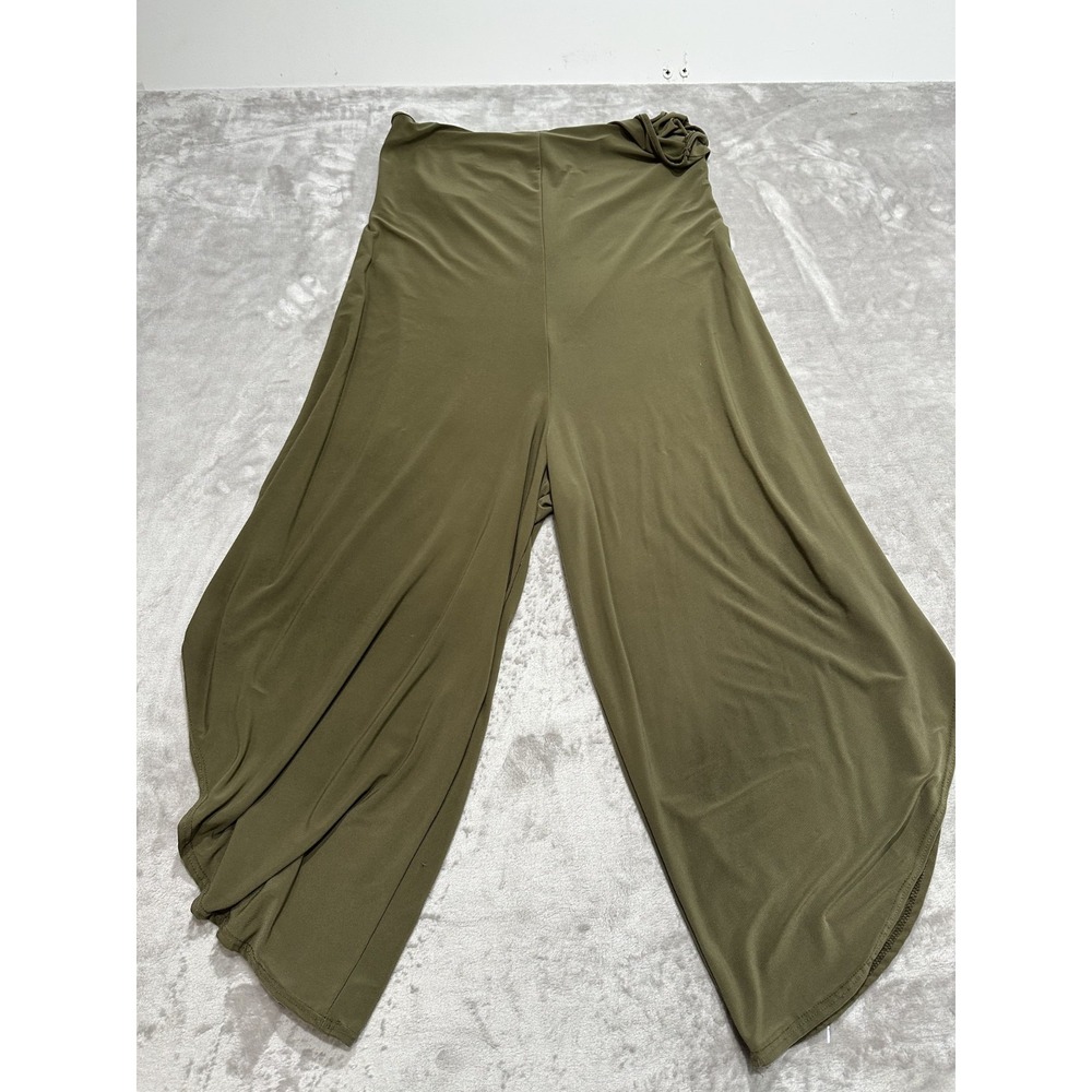 Nik and Nash Jumper Pants Women's Size Large Olive Green Super Wide Flare Leg
